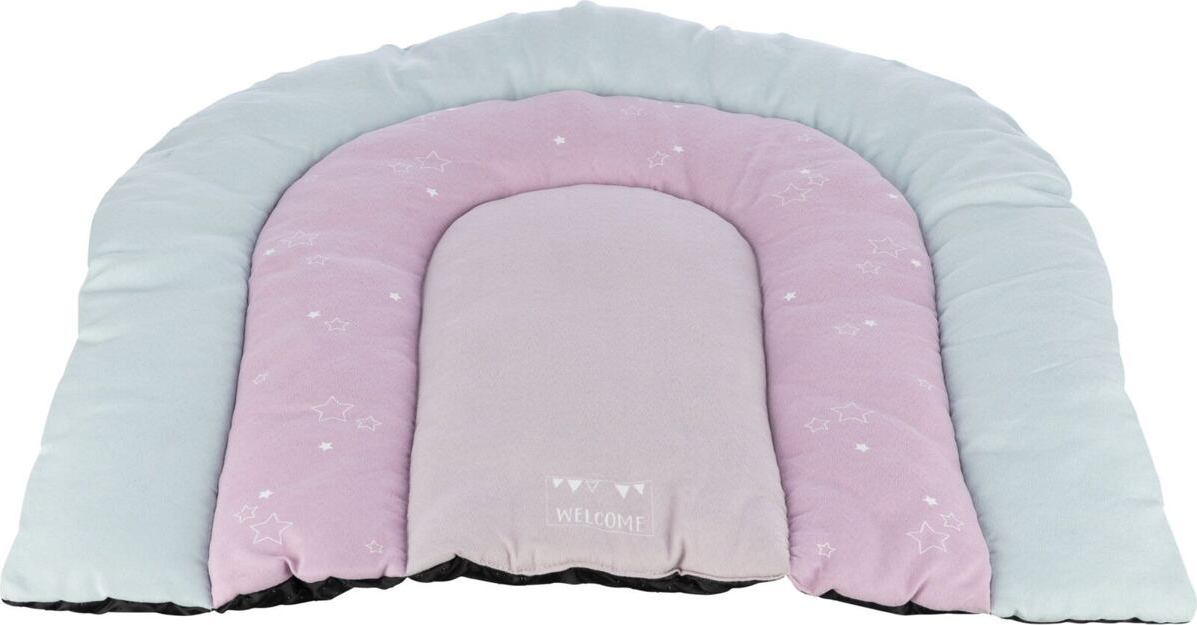 TRIXIE JUNIOR patchwork polštář DUHA, 68 x 62 cm, mátová/lila, růžová, velur