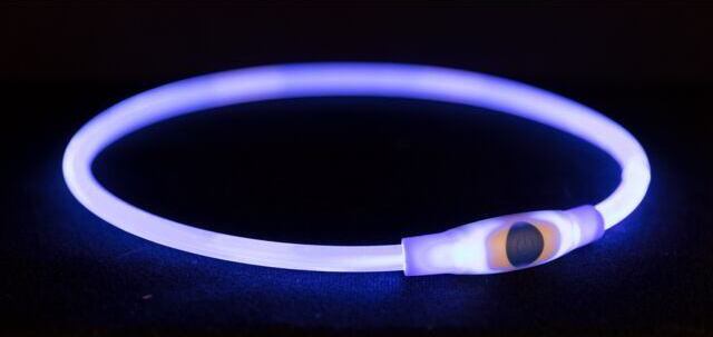 TRIXIE Flash light ring USB, blikací obojek, S-M: 40 cm/ ø 8 mm, modrá