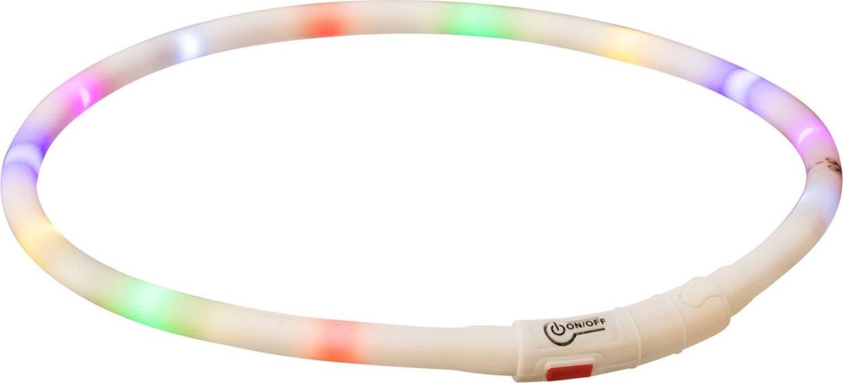 TRIXIE Flash USB svítící silikonový obojek, XS-XL: 70 cm / 10 mm, multicilor