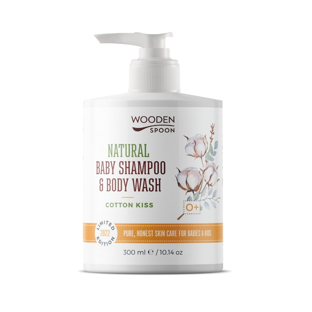 WoodenSpoon Dětský sprchový gel a šampon na vlasy 2v1 Cotton Kiss WoodenS poon 300ml