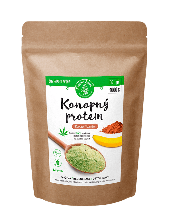 Zelená Země Konopný protein 1 kg kakao s banánem