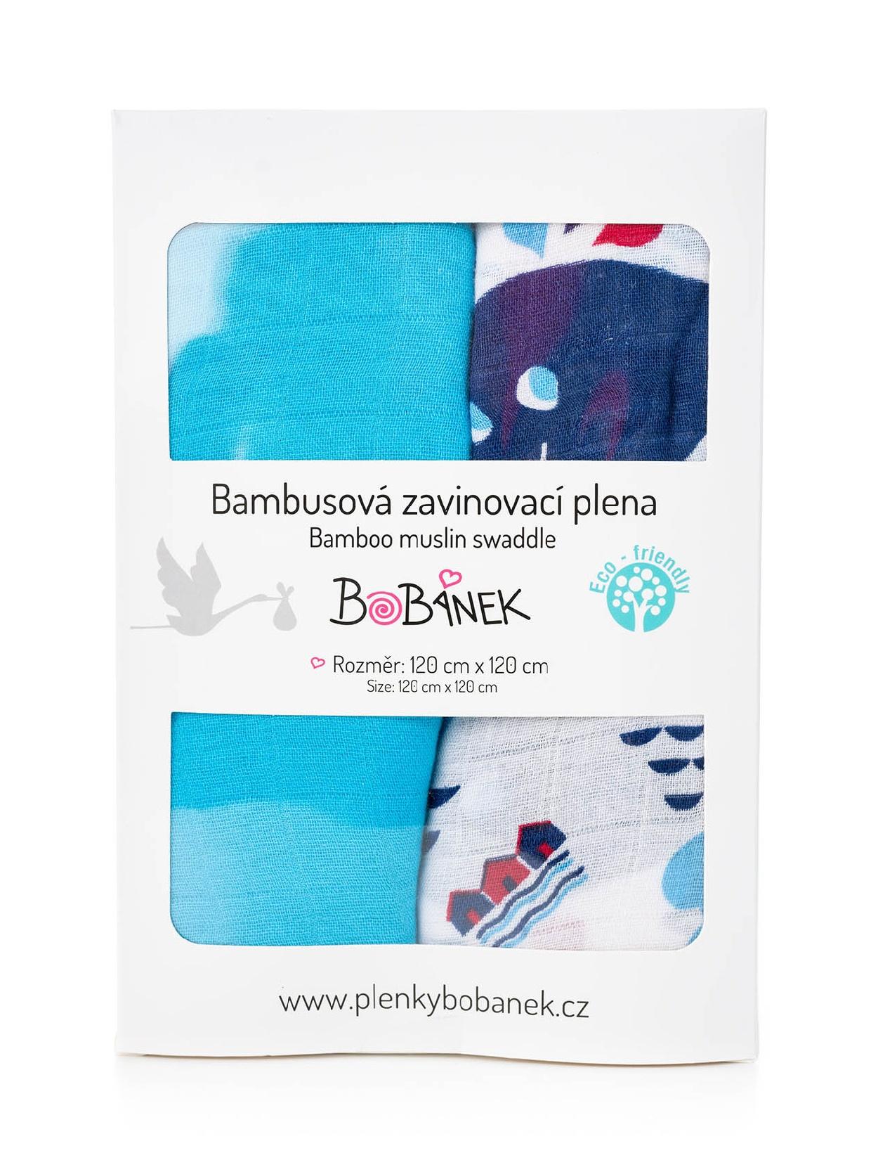 Bobánek Bambusové zavinovací pleny Duo Pack - U moře 120 x120 cm