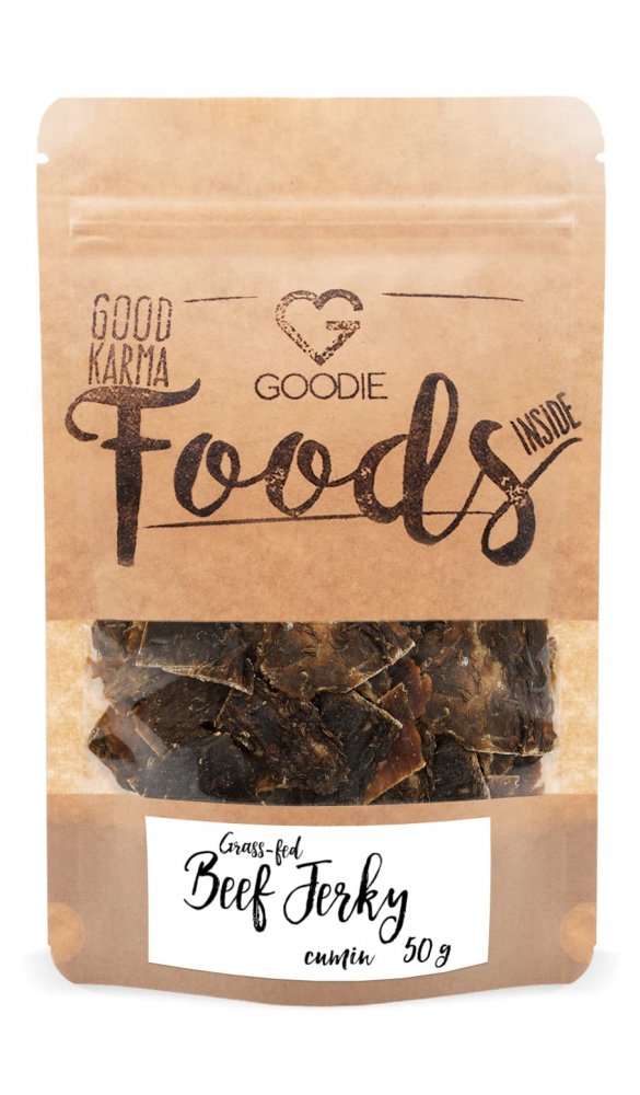 Goodie Grass-fed sušené hovězí maso - Jerky - Kmín 50 g