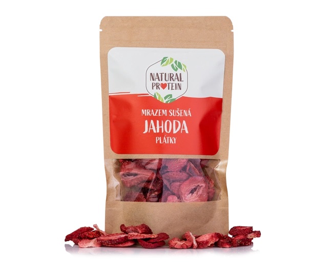 Natural Protein Mrazem sušené jahody- plátky, 25g