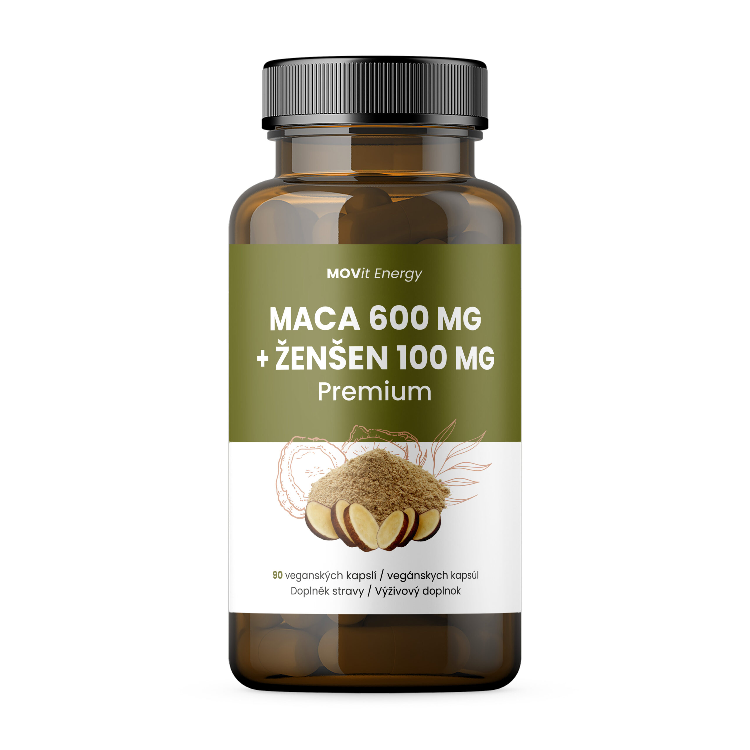 MOVit Energy MOVit Maca 600 mg + Ženšen 100 mg PREMIUM, 90 kapslí