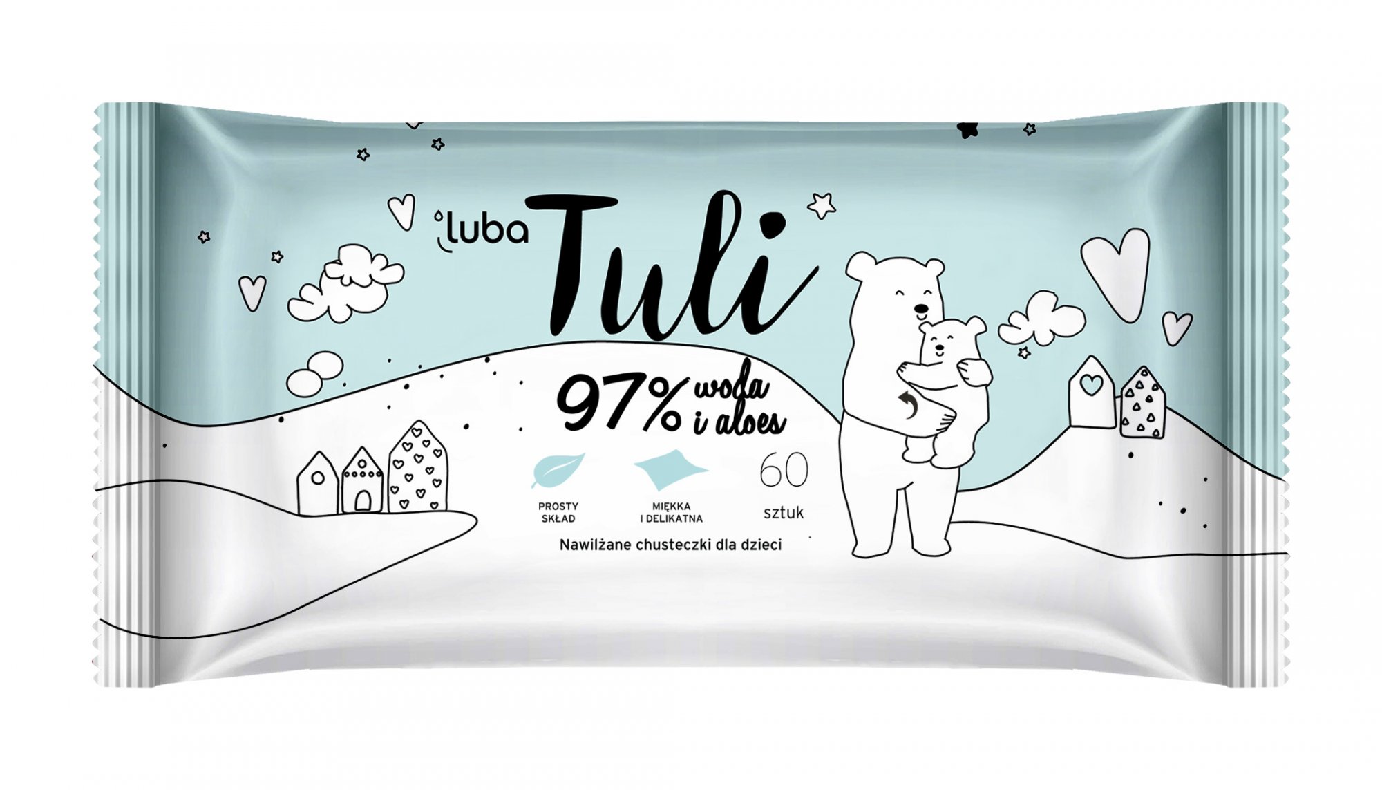 LUBA Tuli dětské vlhčené ubrousky s 97 % vody a aloe vera , 60 ks