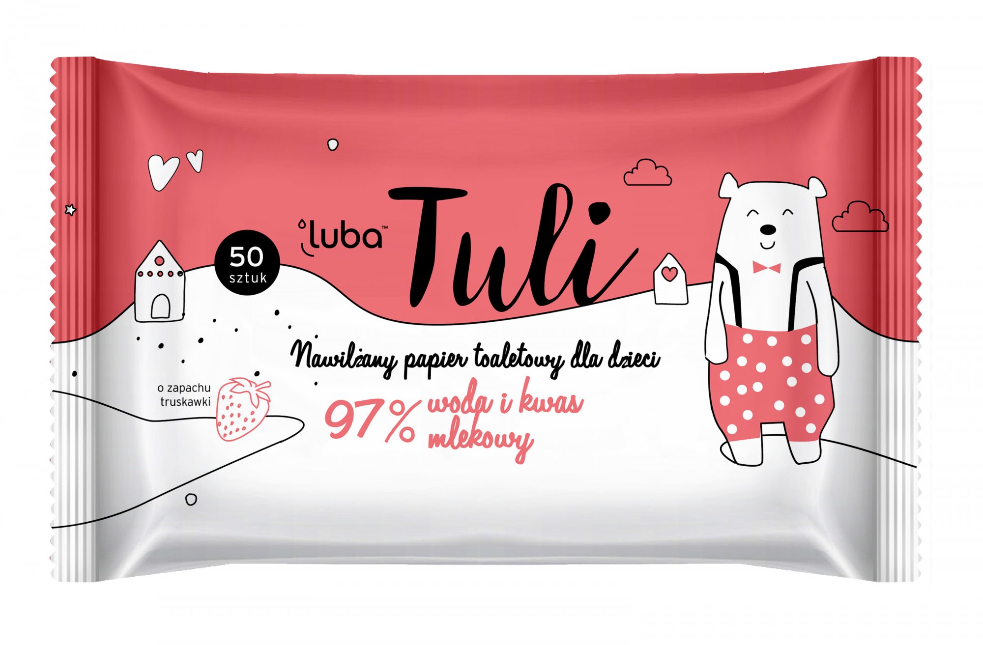 LUBA Tuli dětský vlhčený toaletní papír s 97 % vody a kyselinou mléčnou, 50 ks