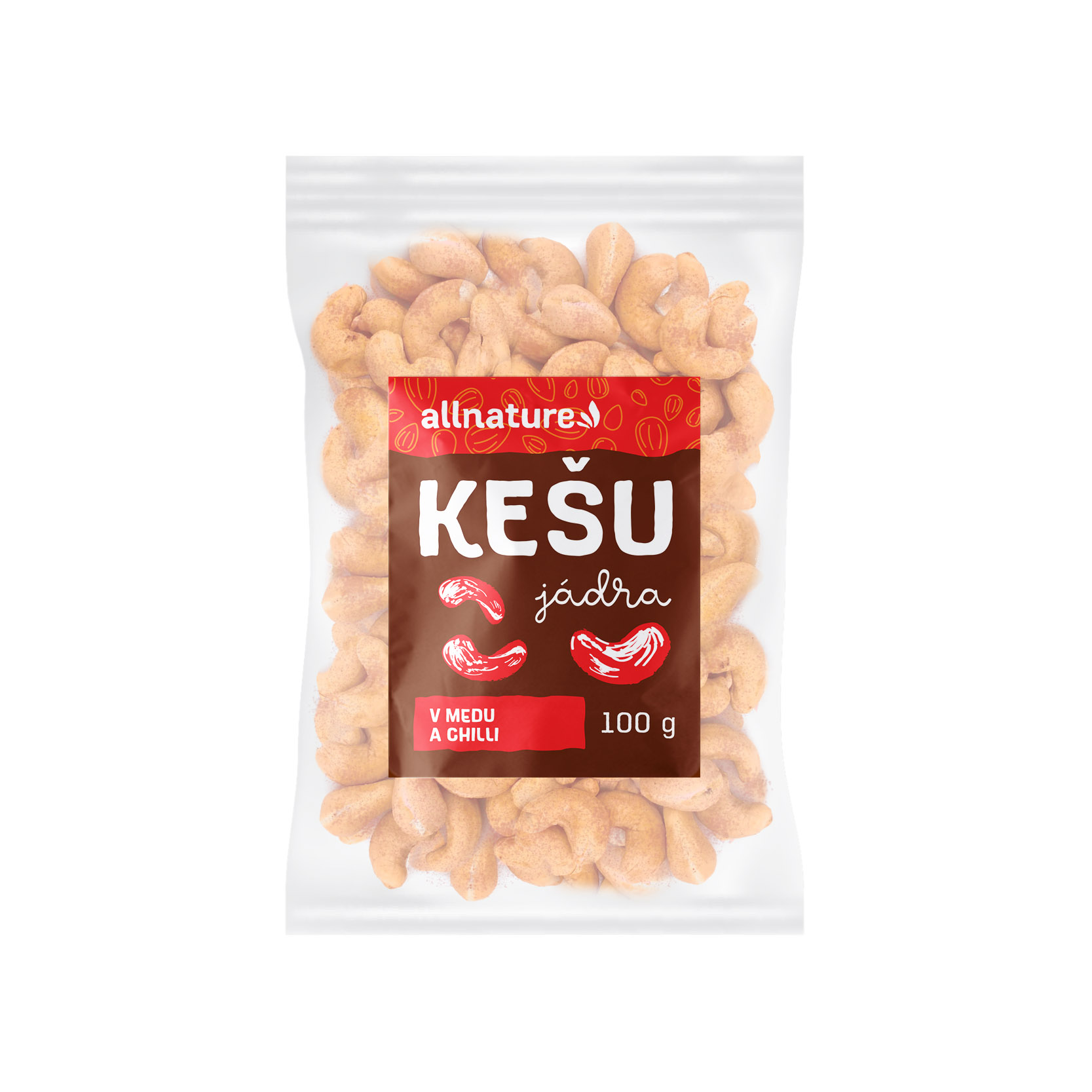 Allnature Kešu v medu a chilli, 100 g
