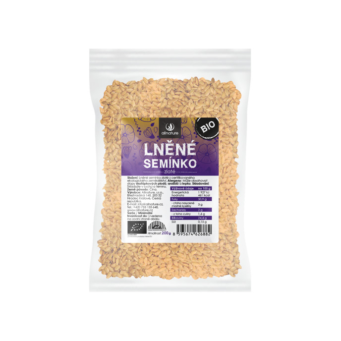 Allnature Lněné semínko zlaté BIO, 200 g