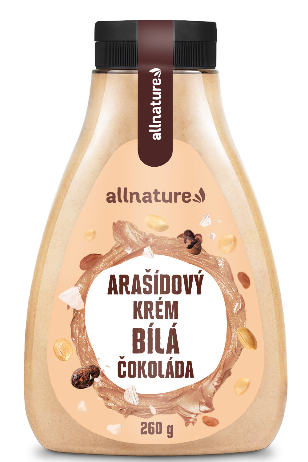 Allnature Arašídový krém s bílou čokoládou, 260 g