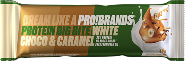 PROBRANDS PROTEIN BAR BIG BITE- bílá čokoláda & karamel, 45g