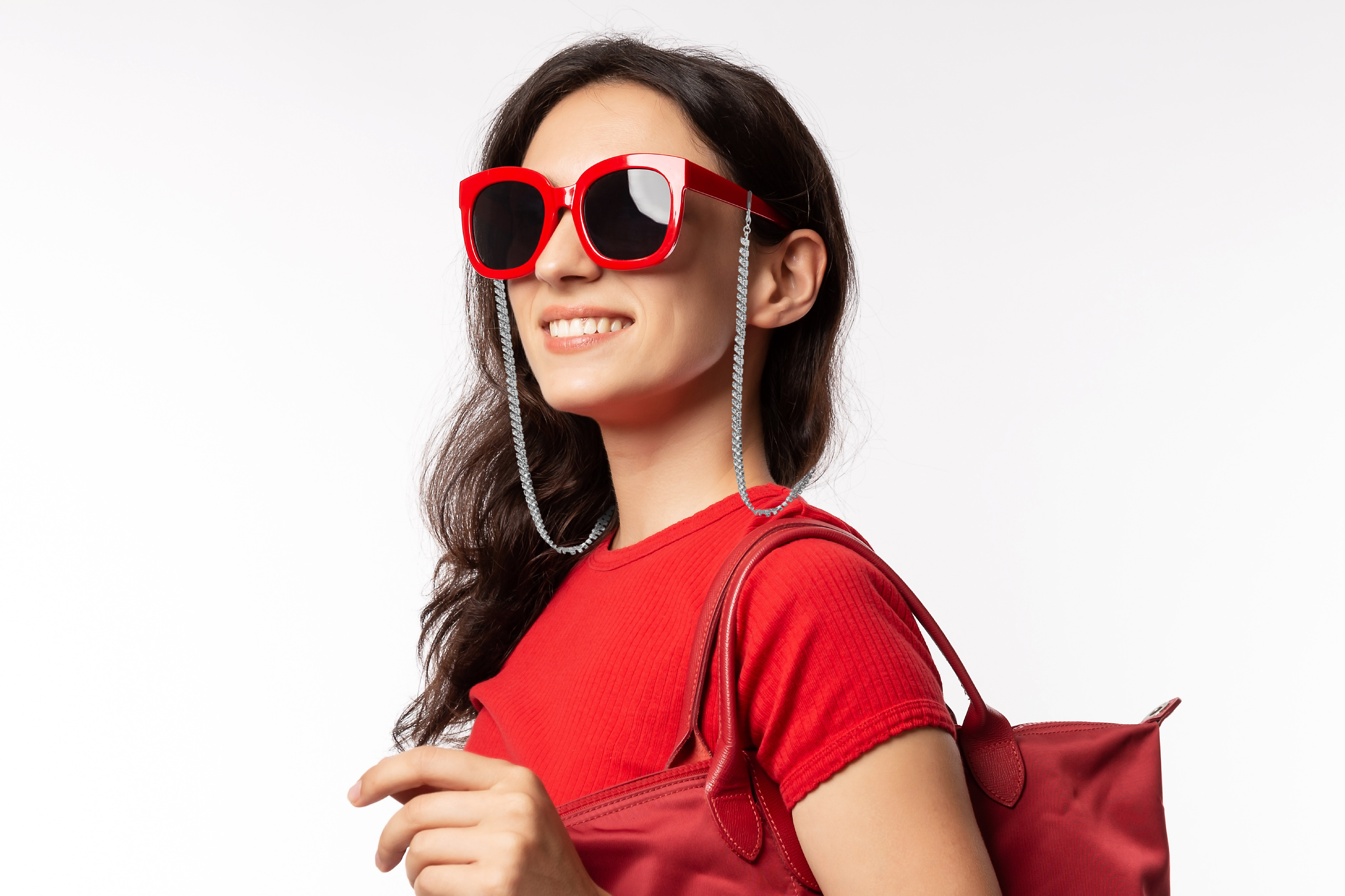 Řetízek na brýle s kameny Preciosa - DOUBLE SILVER