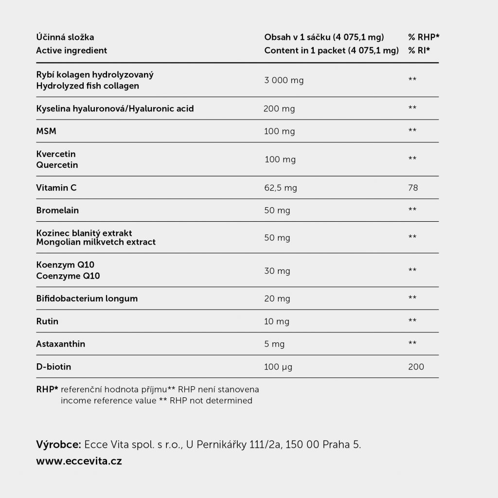 EcceVita Collagen Complex II, 31 sáčků