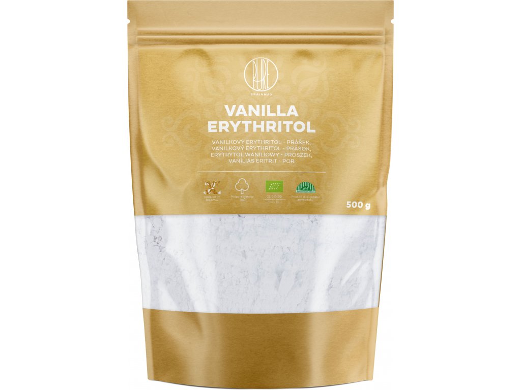 BrainMax Pure Erythritol Vanilka moučka BIO, 500 g