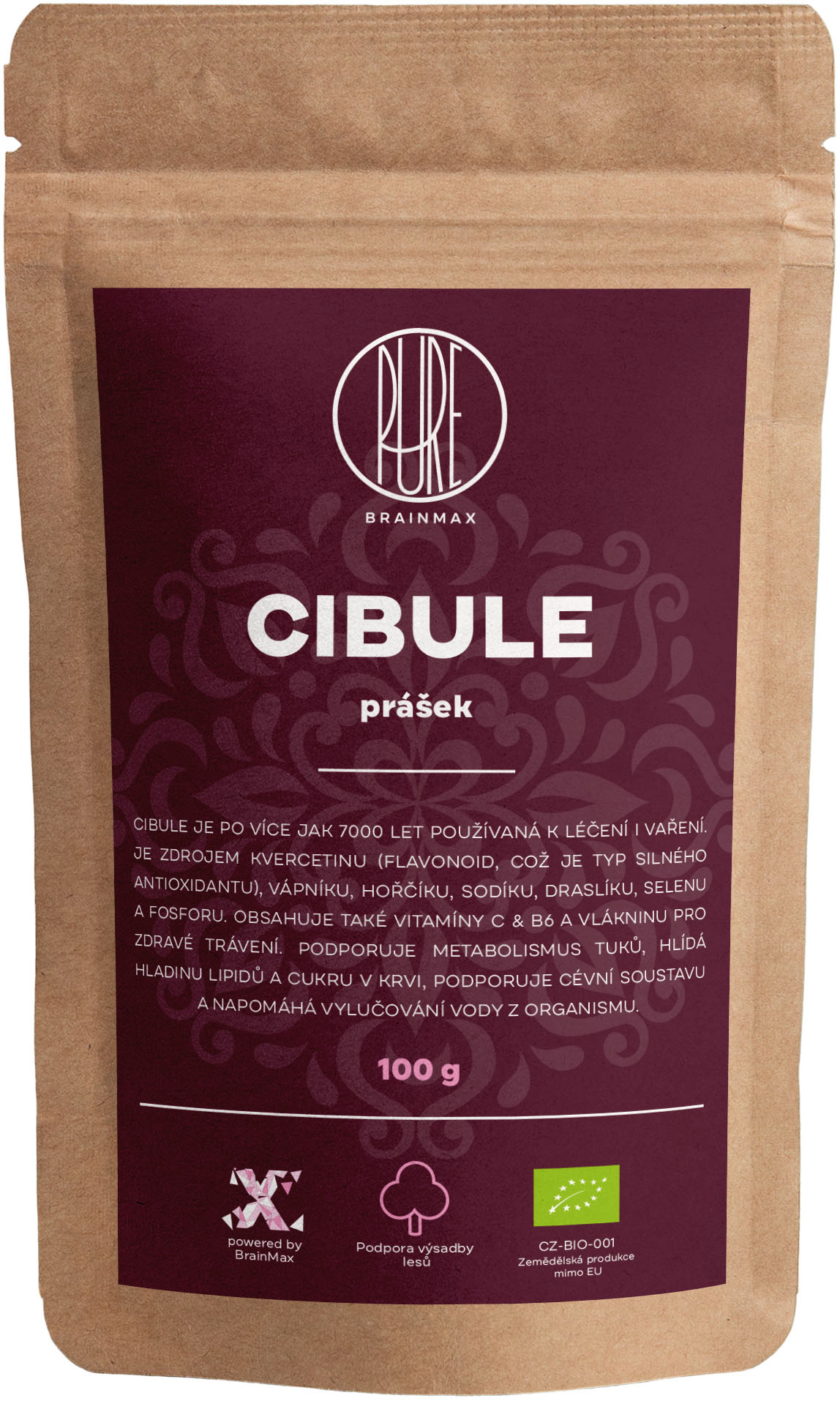 BrainMax Pure Cibule BIO prášek, 100 g