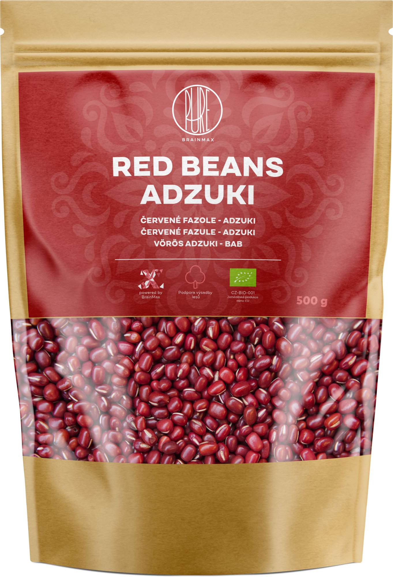 BrainMax Pure Červené Fazole, Adzuki, BIO, 500 g