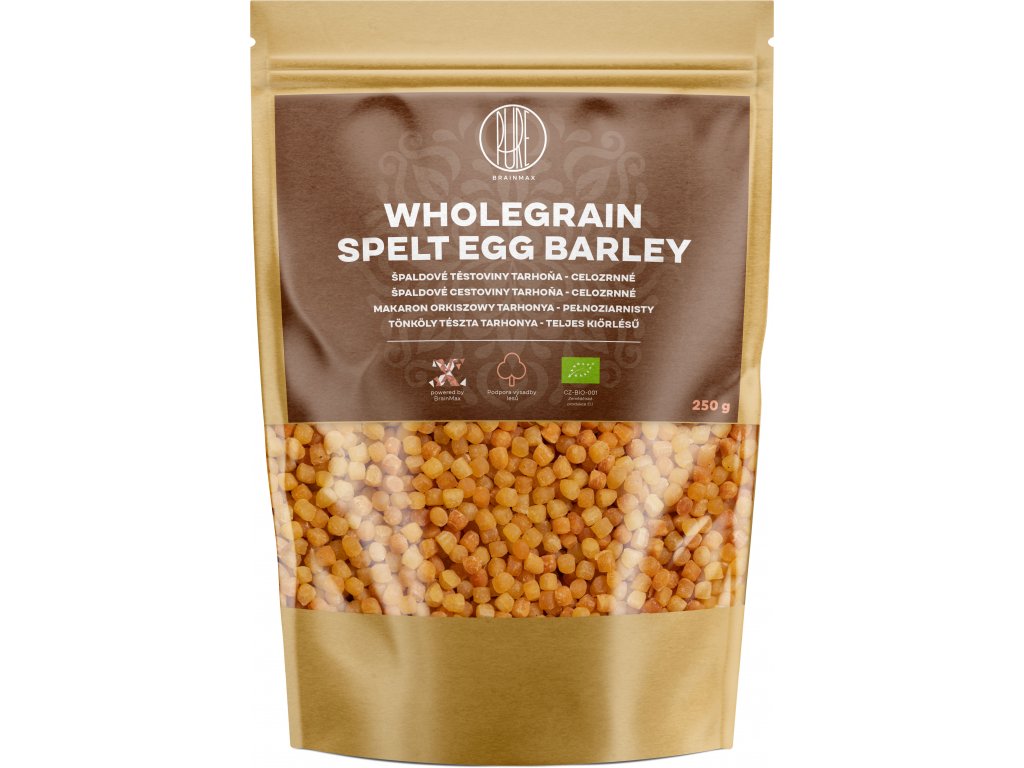 BrainMax Pure Špaldové celozrnné těstoviny, tarhoňa, BIO, 250 g