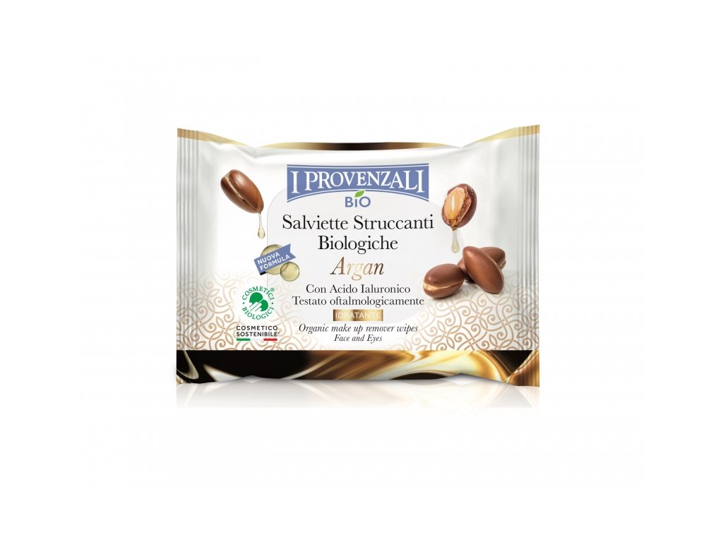 I Provenzali BIO čisticí ubrousky na odlíčení Argan, 20ks