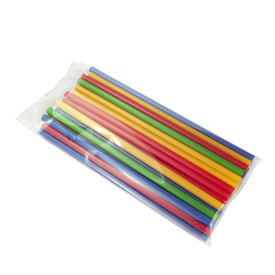 EcoPack Plastové brčko 7/200 mm MIX barev kompostovatelné ideal pack® bal/50 ks