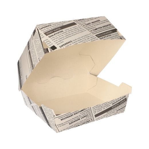 Papstar Krabice na burgery- Novinový papír, 50 ks