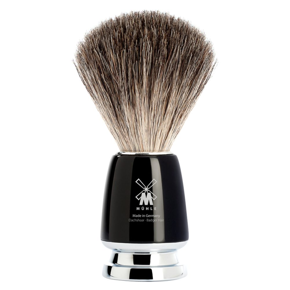 Mühle Střední štětka na holení RYTMO z jezevčích štětin (pure badger, černá pryskyřice), 1ks