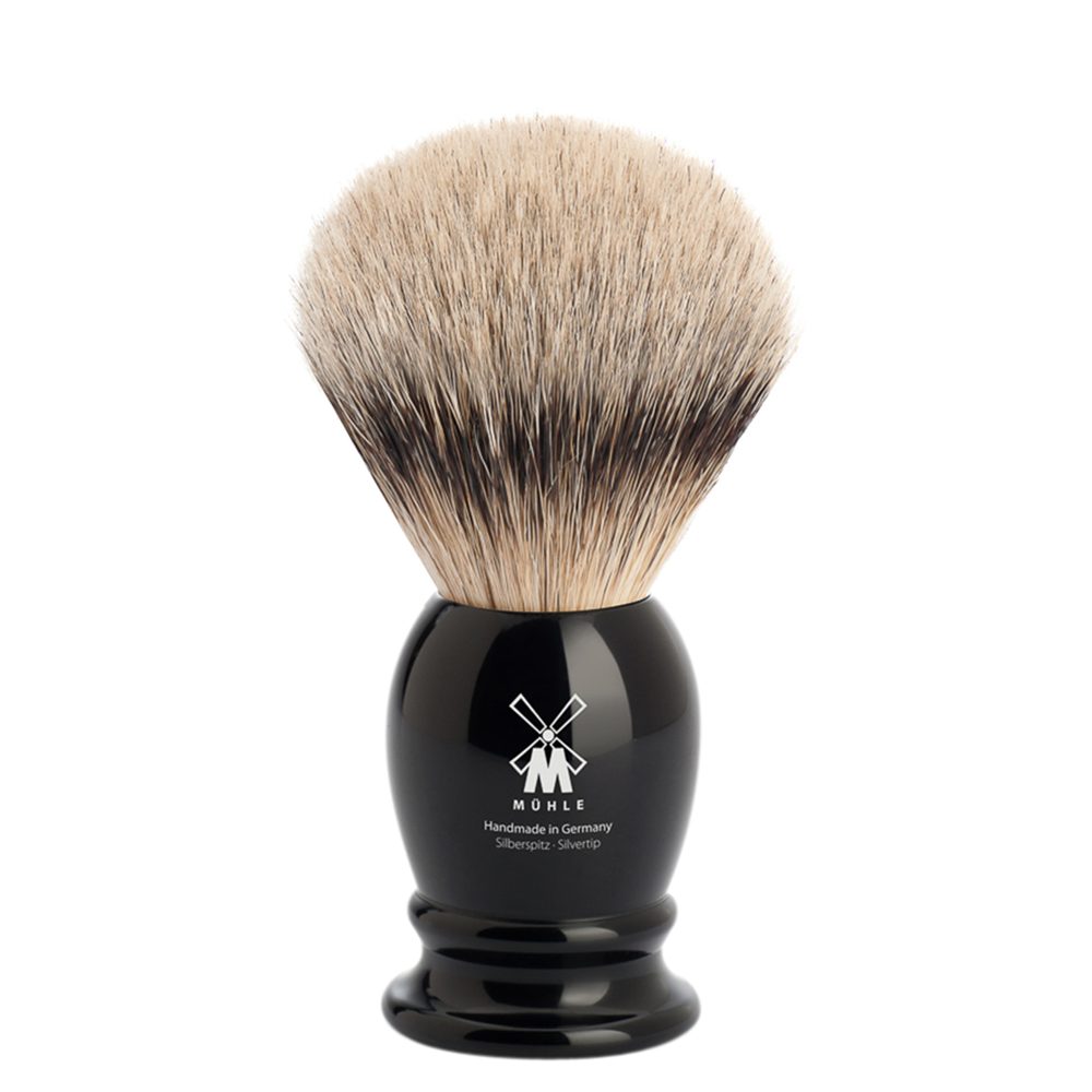 Mühle Střední štětka na holení Classic z jezevčích štětin (silvertip badger, černá pryskyřice), 1ks