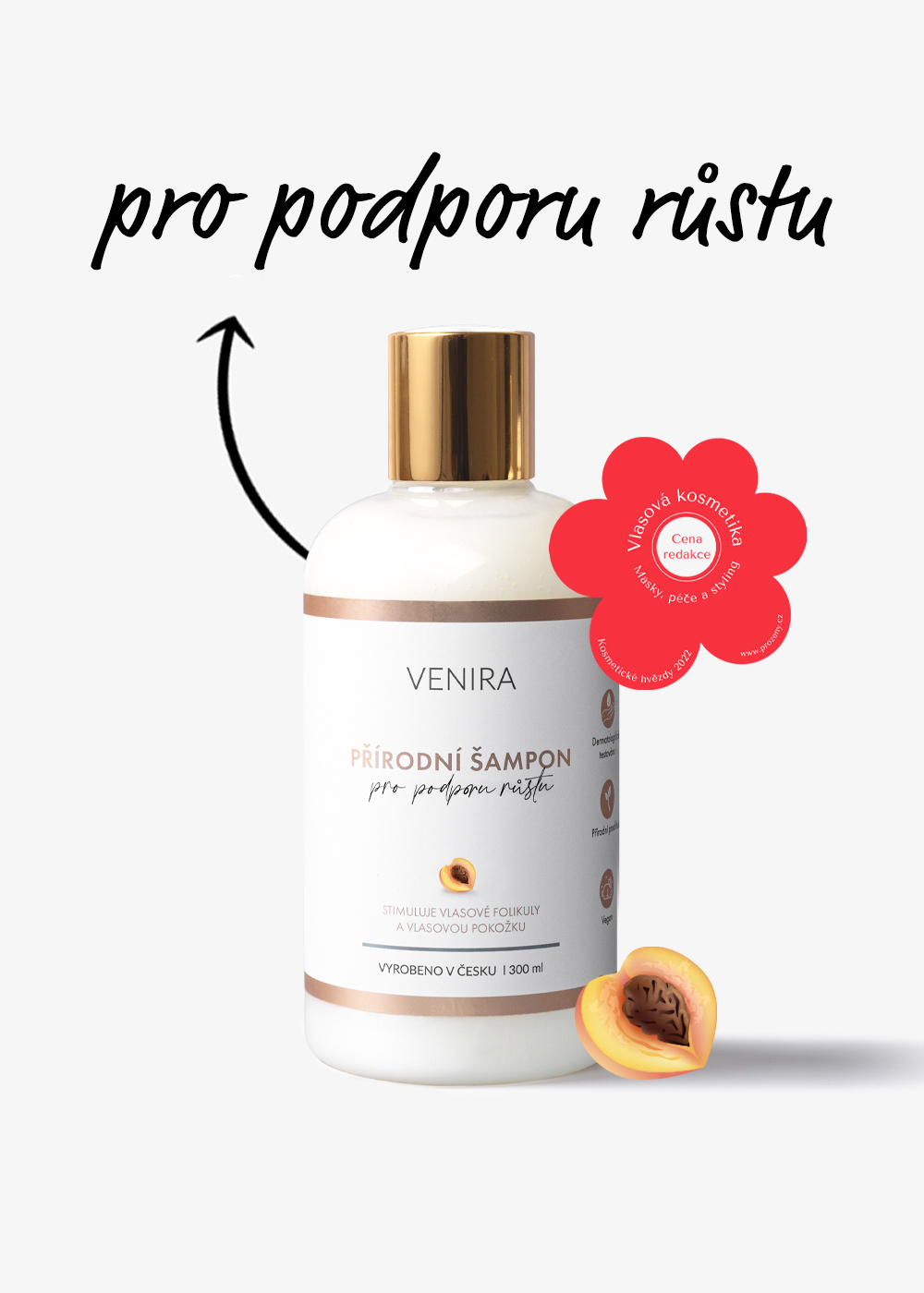 Venira přírodní šampon pro podporu růstu vlasů, meruňka, 300 ml
