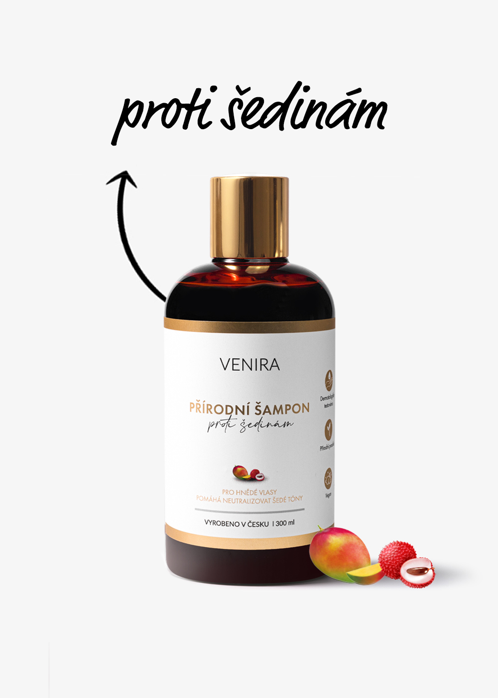 VENIRA přírodní šampon proti šedinám- mango a liči, 300 ml
