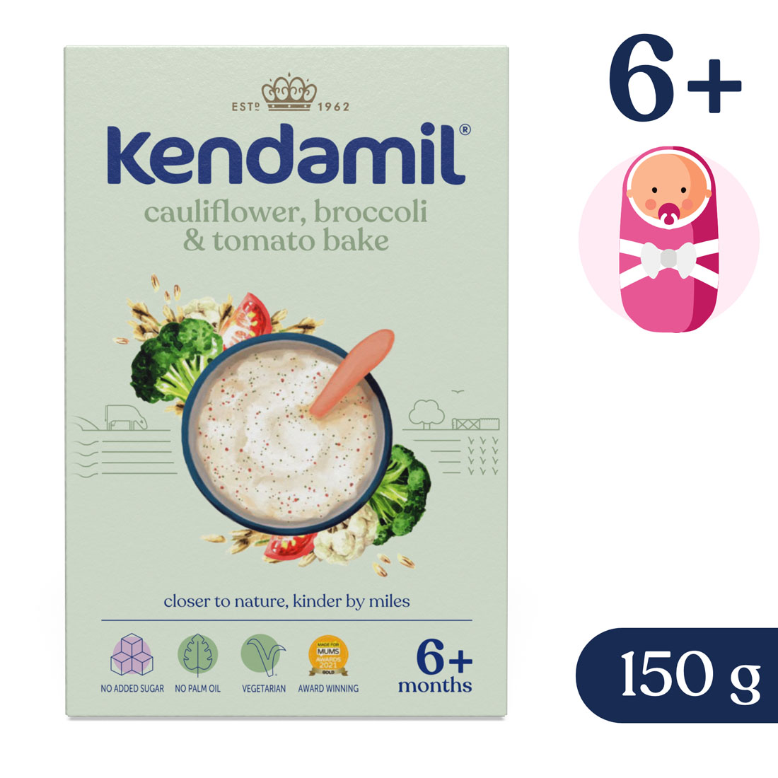 Kendamil Mléčná kaše s brokolicí, květákem a rajčaty (150 g)