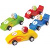 Bigjigs Toys Barevné dřevěné závodní auto 1ks