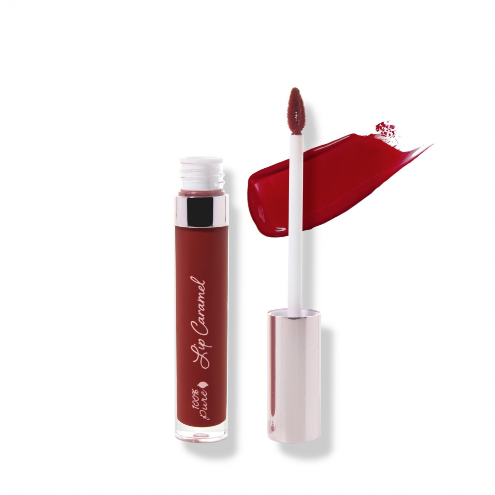 Levně 100% Pure Tekutá rtěnka Lip Caramel Red Velvet