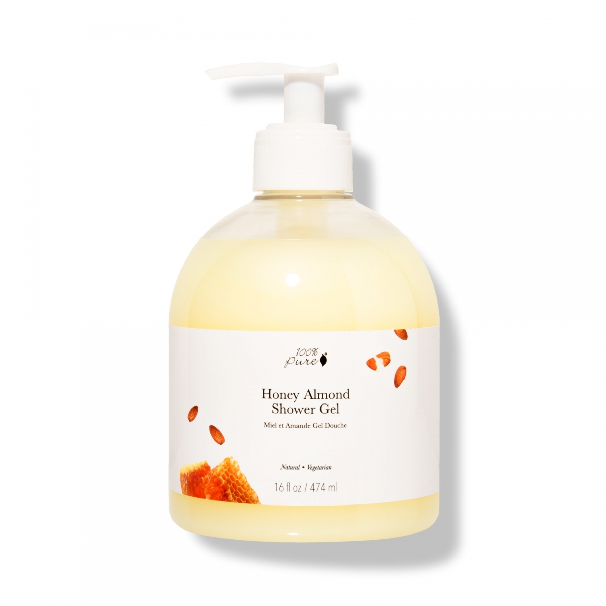 Levně 100% Pure Sprchový gel Mandle a med 474 ml