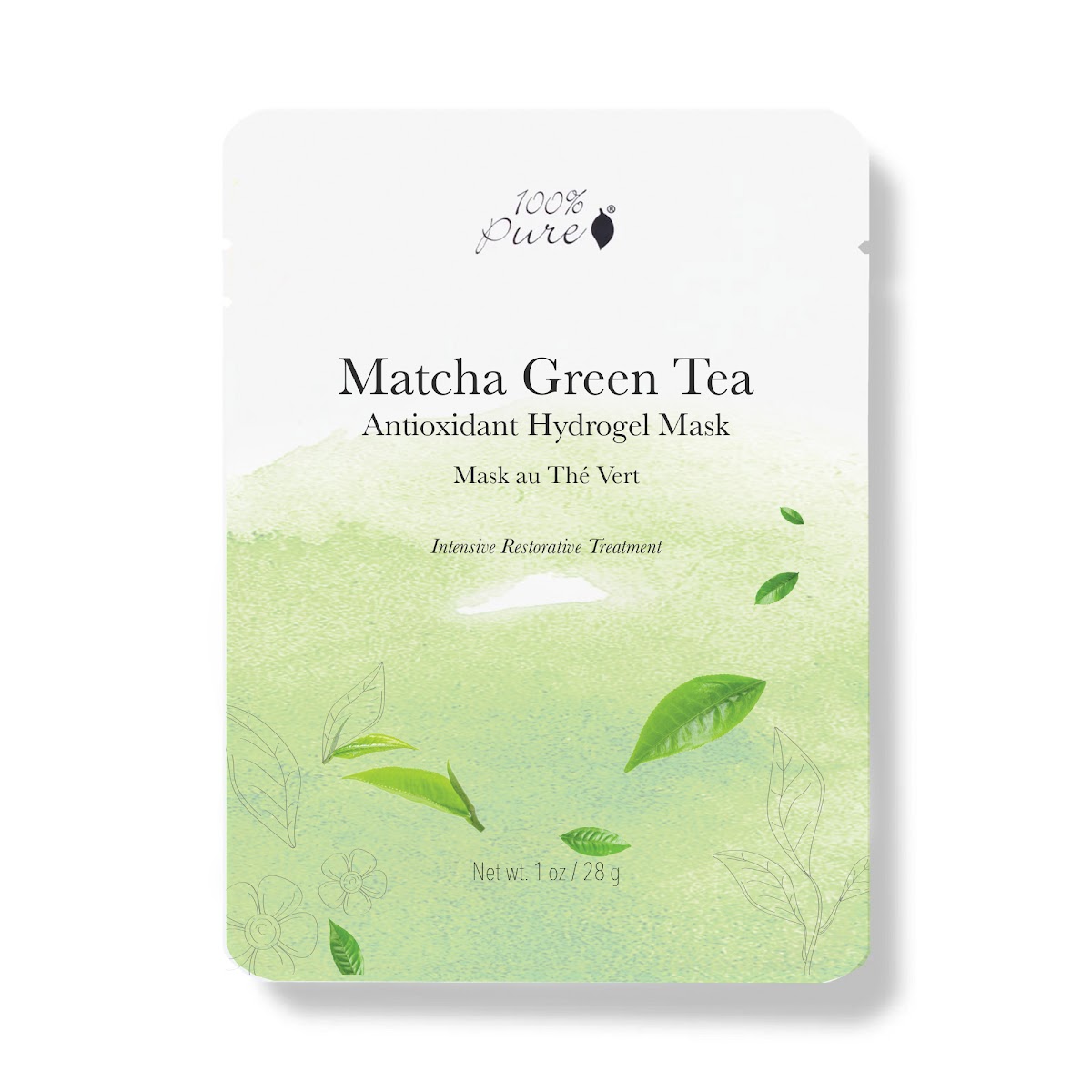 Levně 100% Pure Pleťová hydrogelová hydratační maska Matcha