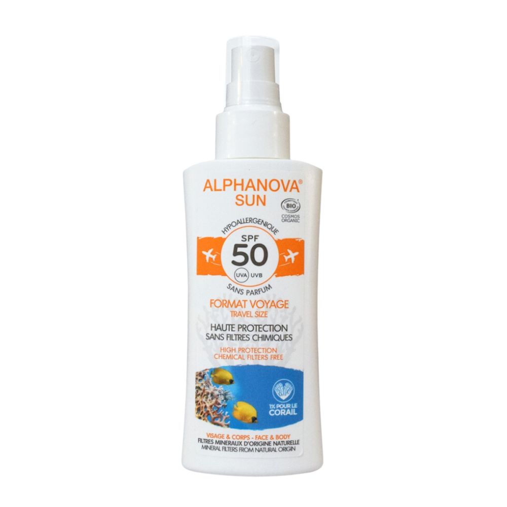 Levně Alphanova Opalovací krém ve spreji cestovní SPF 50 90 g BIO