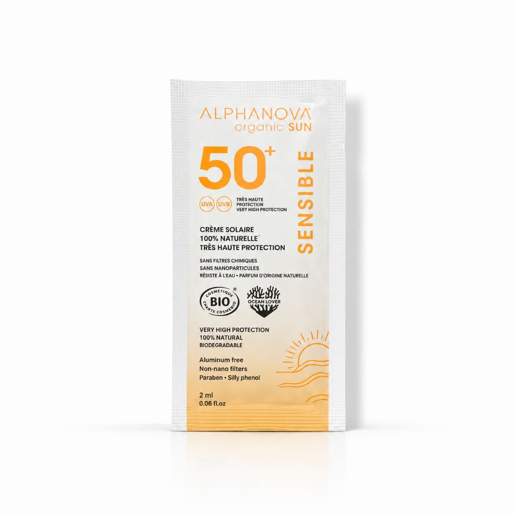 Levně Alphanova Vzorek Opalovací krém na obličej pro citlivou pokožku SPF 50+ 2 ml