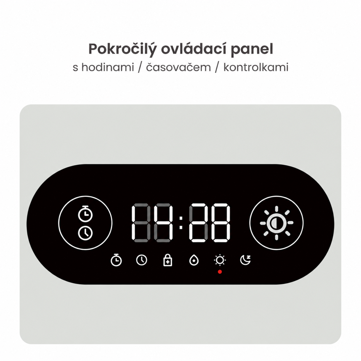 Český popis ovládacího panelu hydroponické zahrádky EcoXzone