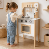 Dřevěná dětská kuchyňka Montessori s příslušenstvím – trouba, dřez a nádobí