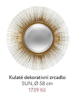 Kulaté dekorativní zrcadlo SUN,  Ø 58 cm, zlaté
