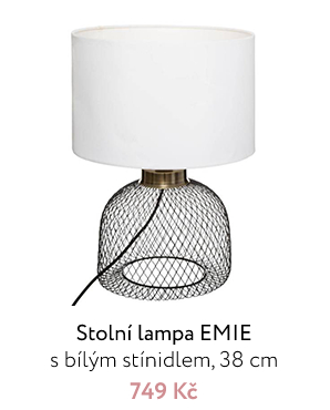 Stolní lampa EMIE s bílým stínidlem