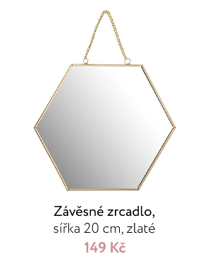 Závěsné zrcadlo, sířka 20 cm, zlaté