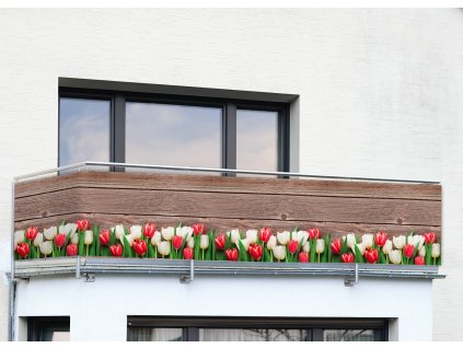 Balkonový kryt s tulipány, 5 m x 85 cm, vícebarevný
