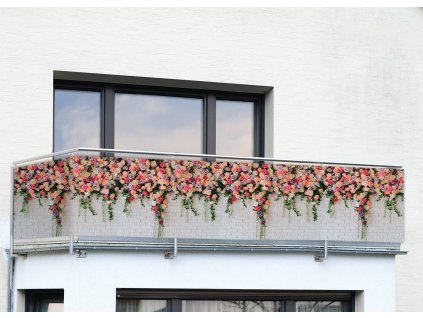 Balkonový kryt s růží, 5m x 85 cm, barevný