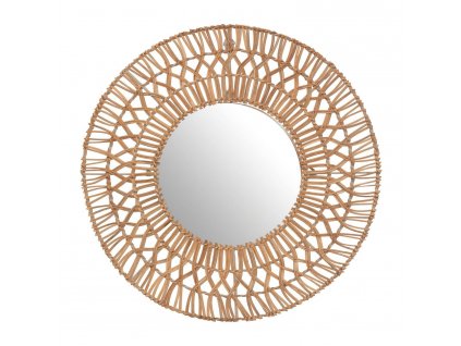 Kulaté zrcadlo v ratanovém pleteném rámu Milou, O 58 cm