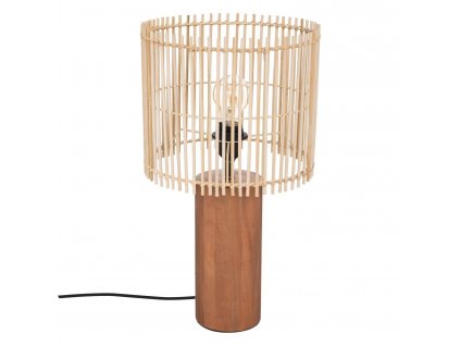 Stolní lampa Davys na dřevěném podstavci, 48 cm