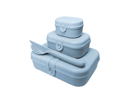 Lunchbox PASCAL READY MINI, sada 3 nádob a příbory, KOZIOL, modrý