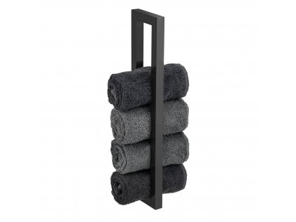 Nástěnný držák na ručníky z lakované oceli, černý mat REITANI, WENKO