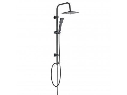 Sprchový set s dešťovou sprchou a držákem s ruční sprchou, černý mat, Caudro, WENKO