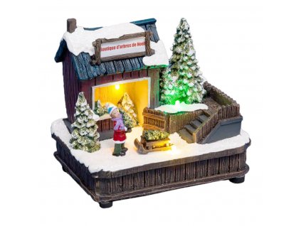 Vánoční vesnička, scéna s ochodem s vánočními stromečky