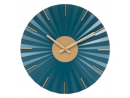 Nástěnné hodiny v modré barvě JIL, zlaté ručičky, Ø 45 cm