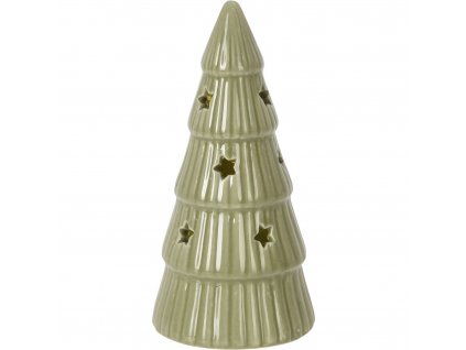 Porcelánový vánoční stromeček LED, hvězdy, 14 cm
